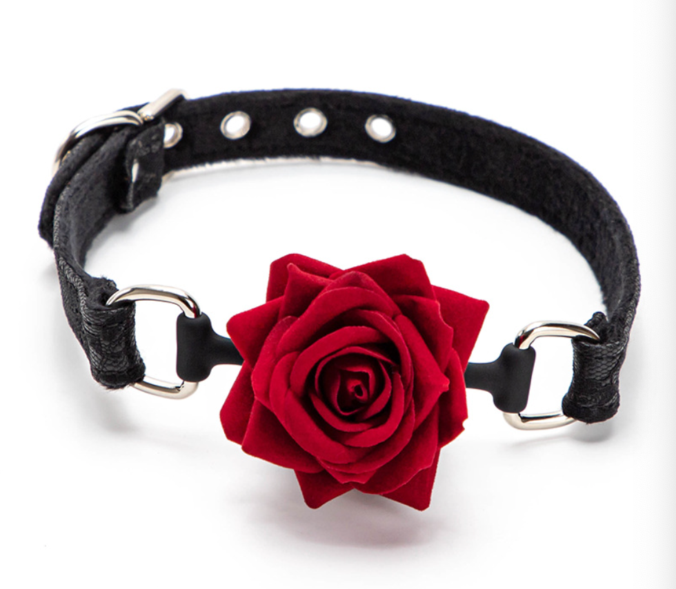 Rose Ball Gag with Leather Lace Strap Rose Gag Sexy Ball Gag | Bekinky