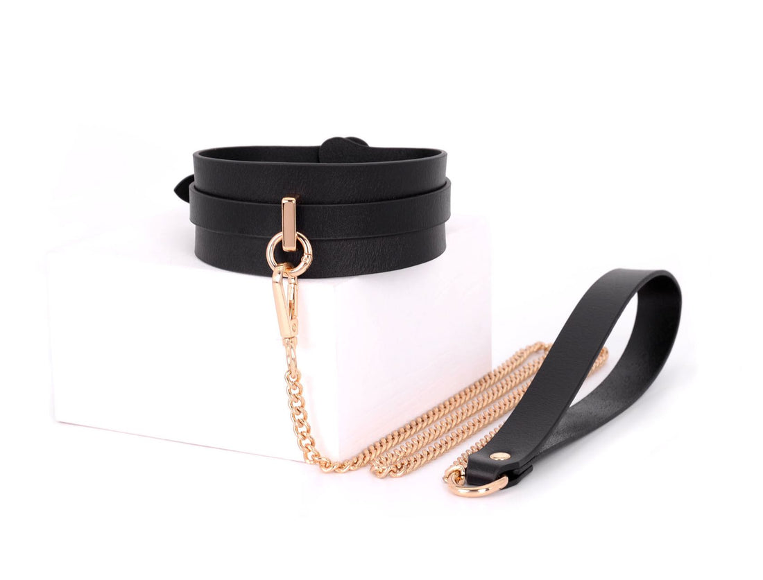 Unveiling Opulence: Genuine Leather Collar and Leash Set