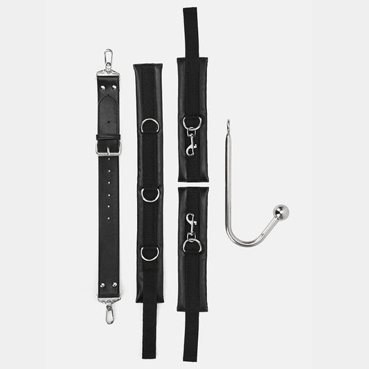 Neck to Wrist Stainless Steel Anal Hook Restraints Kit