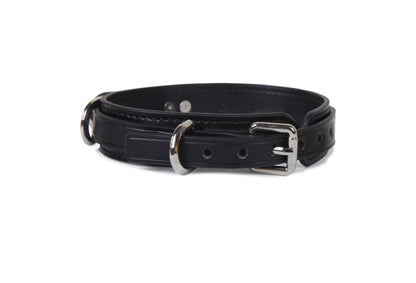 a black leather bondage collar choker