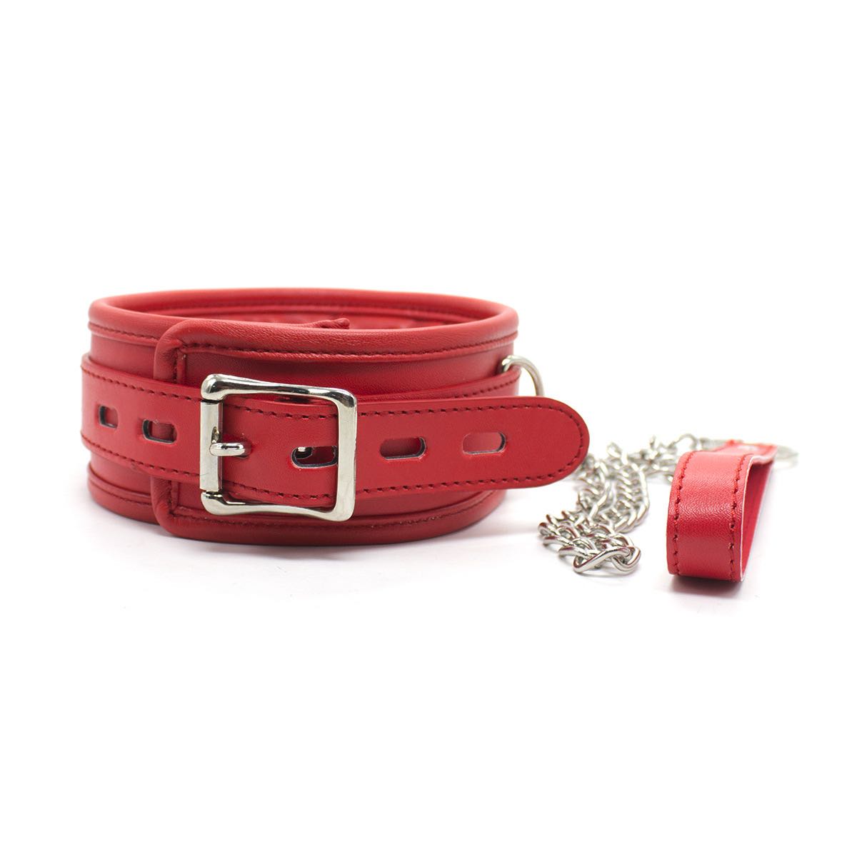 a red Bondage Collar and Leash