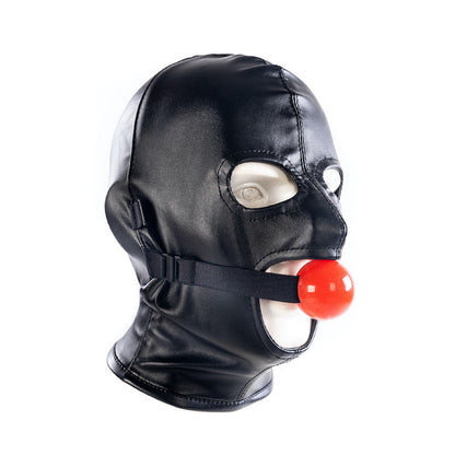 Bondage Hood with Detachable Mouth Ball Gag and Eye Mask