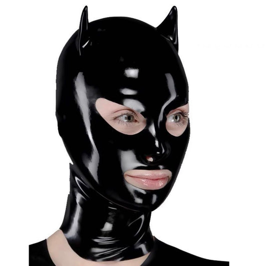 a black cat latex hood