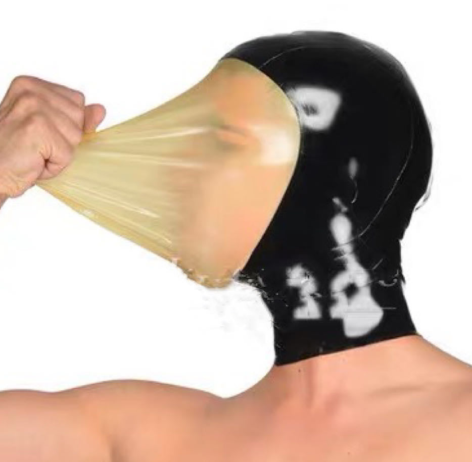 a latex hood breath play