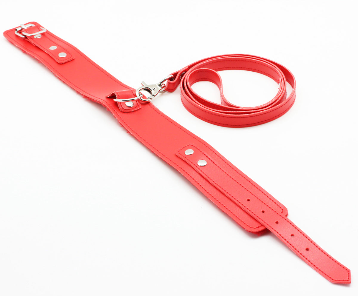 a red BDSM Collar and leash set