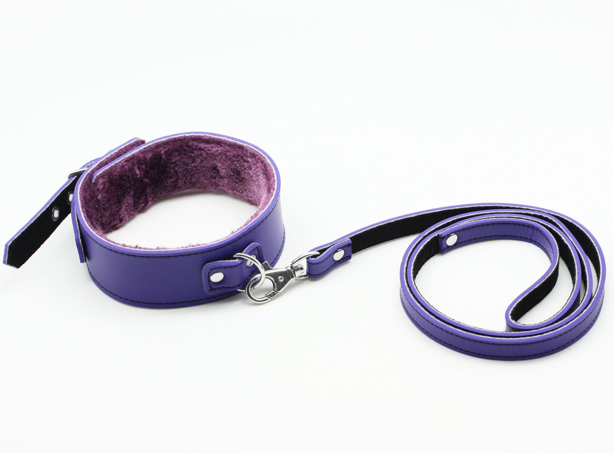 a purple BDSM Collar and leash set