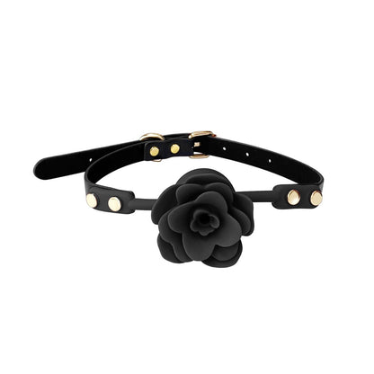 a black Silicone Rose Ball Gag