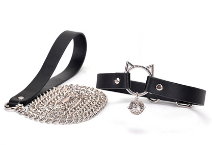 a black Pet Play Collar and Leash BDSM