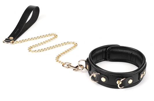 a Black Bondage Collar and Leash Set