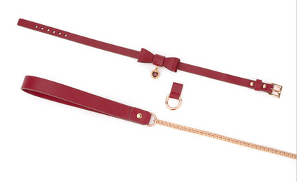 a red collar and leash set for women