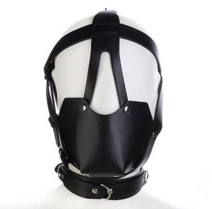 a black leather Gag Ball Mask