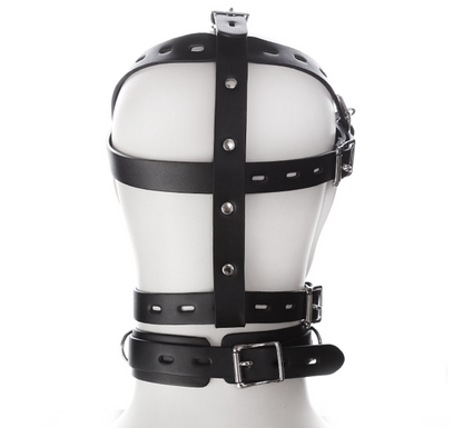 a black leather Gag Ball Mask